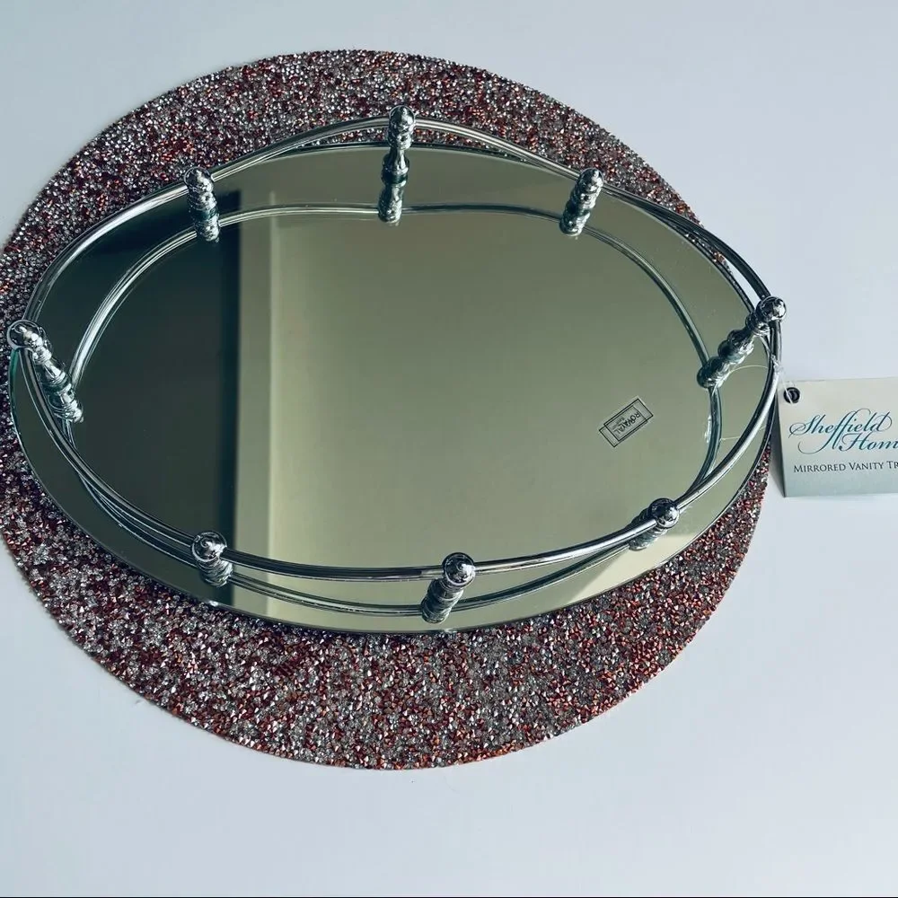 Unique vintage Sheffield Home mirrored vanity tray Brand New